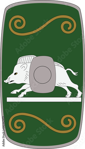 Vector shield of Legio XIX Gallica on white background