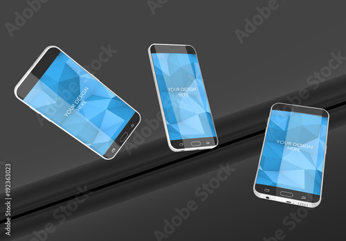 3 Smartphone Mockups on Gray Background 1