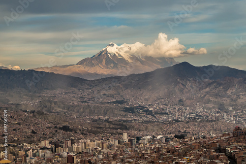 Panoramic cityscape in La Paz in Bolivia. photo