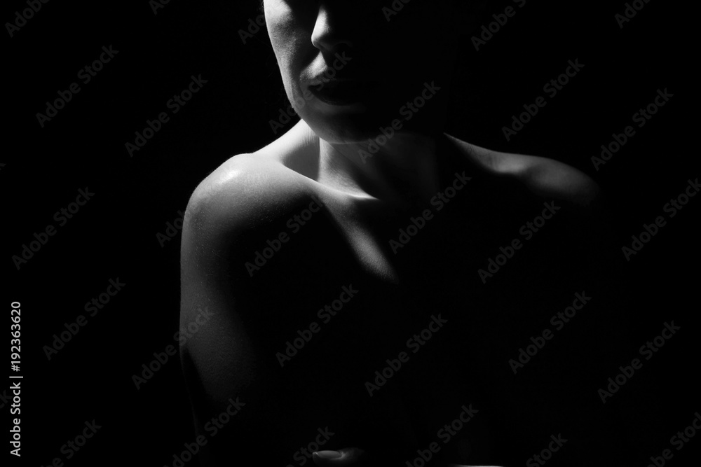 Black and White woman with naked shoulder