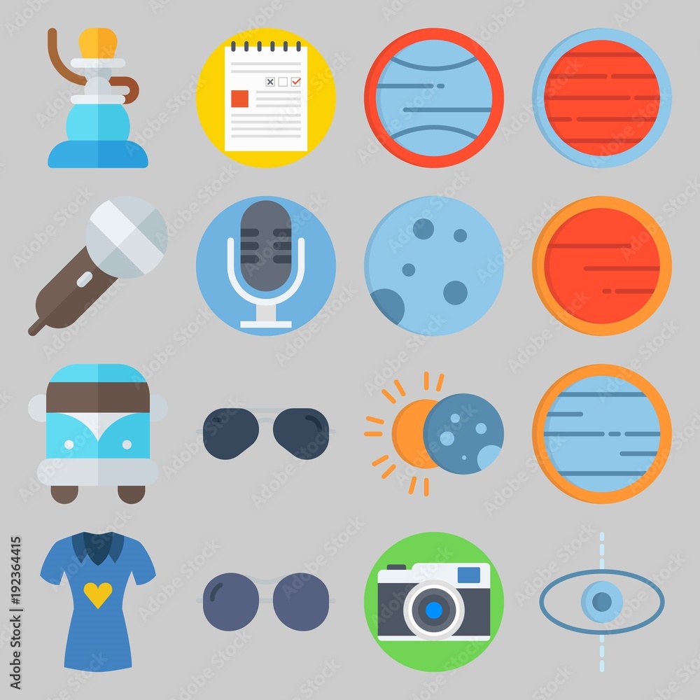 icon set about Hippies. with microphone, shisha and blank icon set about Hippies. with microphone, shisha and blank
