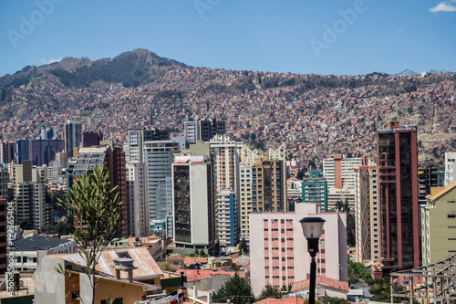 Building and cityscape in La Paz in Bolivia photo