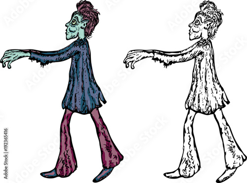 A walking male zombie