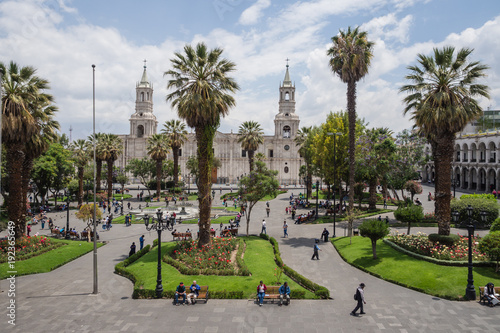 Arequipa city main square and cathedral