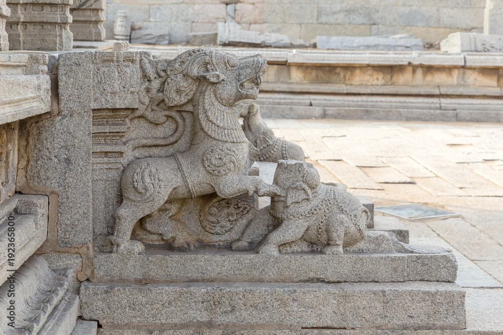 sculpture in Vitthala temple gopuram, Hampi, Karnataka, India