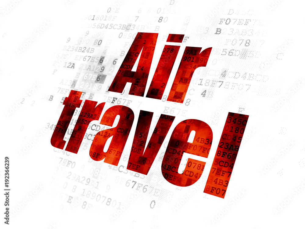 Tourism concept: Pixelated red text Air Travel on Digital background Tourism concept: Pixelated red text Air Travel on Digital background