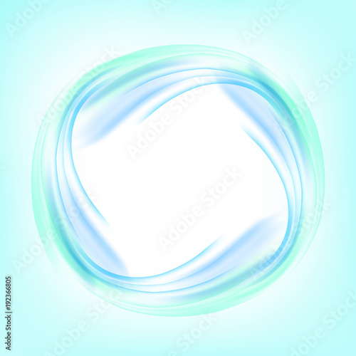Abstract blue swirl circle on white background. Vector illustration for you modern design. Round frame or banner with place for text.