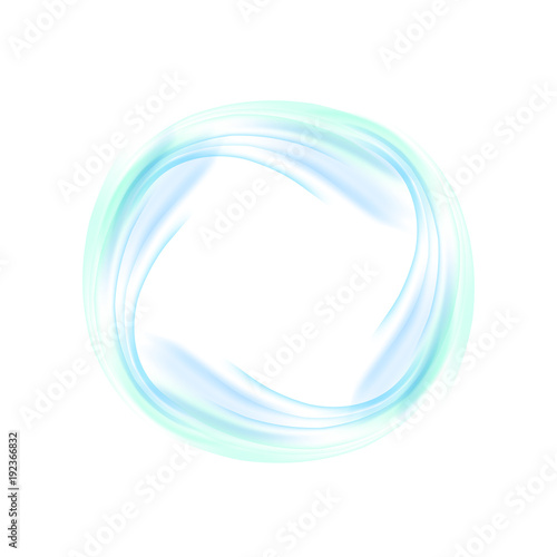 Abstract blue swirl circle on white background. Vector illustration for you modern design. Round frame or banner with place for text.