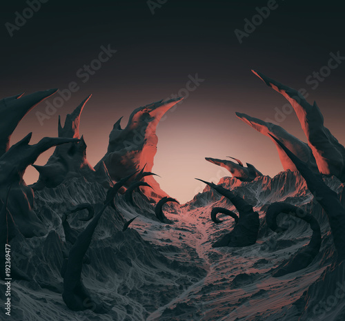 Obraz na plátně 3d rendering of horror landscape