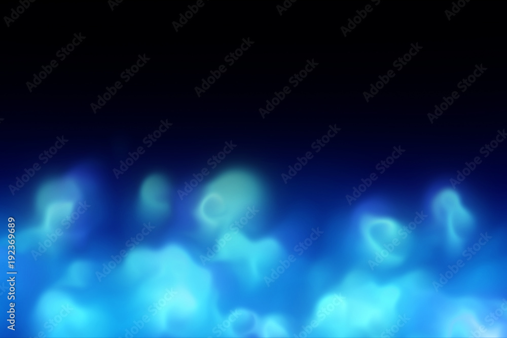 Realistic blue fire or plasma isolated on black background. 3d rendering