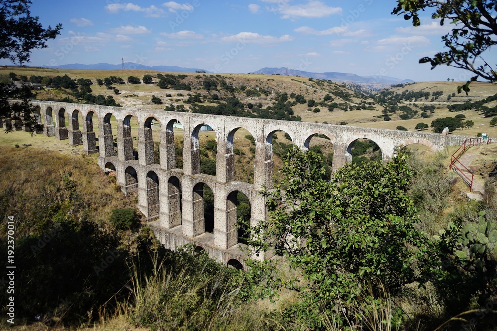 Arcos del Sitio (Arcos Site) historic aqueduct in Tepotzotlan, Mexico