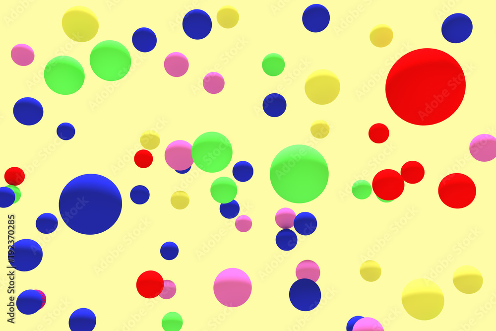 3d-Illustration von zahlreichen schwebenden Kugeln mit einfarbigem Hintergrund
