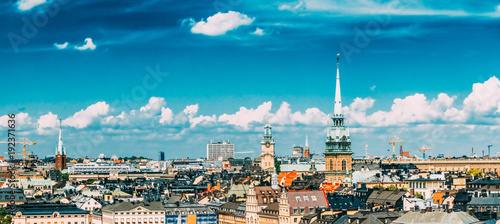 Stockholm, Sweden. Scenic summer scenery of the Old Town in Stockholm