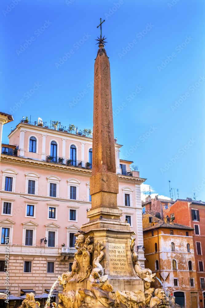 Obelisk Della Porta Fountain Pantheon Piazza Rotunda Rome Italy