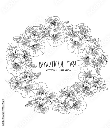 Solid
  beautiful drawing of flowers in black and white tons on kr, contour drawing