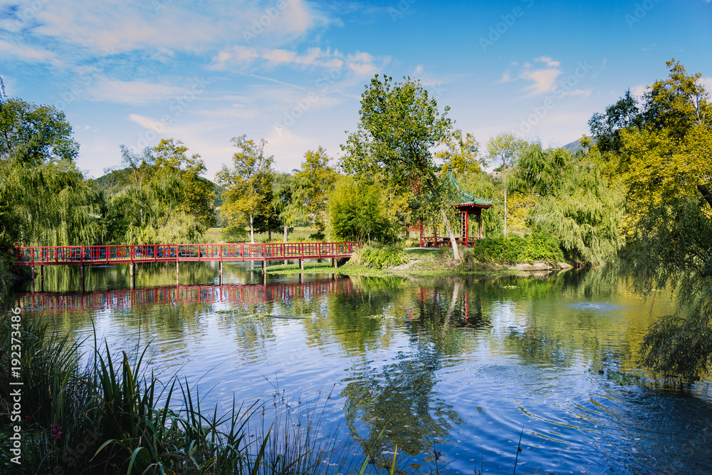 Fototapeta premium Japanese style garden in Napa Valley, California.