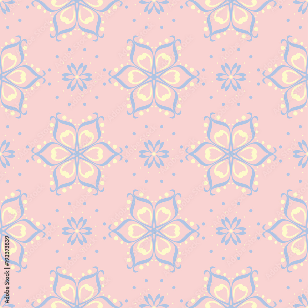Floral seamless background. Pink, blue and yellow flower pattern Floral seamless background. Pink, blue and yellow flower pattern