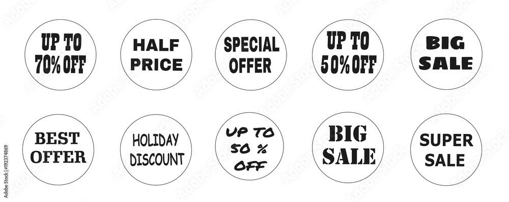 Balls with promotional offers, seasonal and holiday sale.