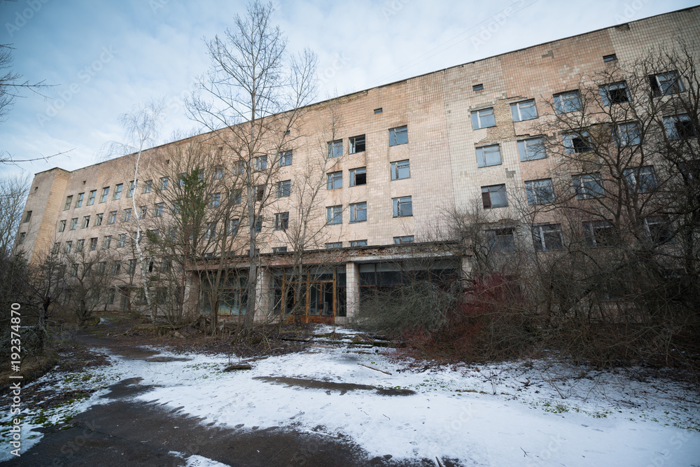 Abandoned hospital medical unit number 126 in Chernobyl exclusion zone, Pripyat, Ukraine