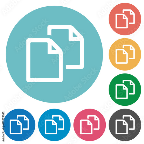 Copy document flat round icons
