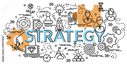 Flat colorful design concept for Strategy. Infographic idea of making creative products..Template for website banner, flyer and poster.