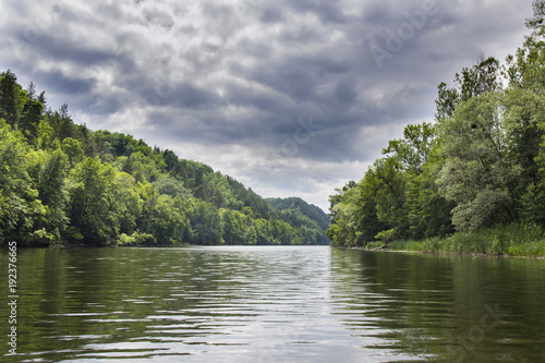 beautiful quiet river with dark water