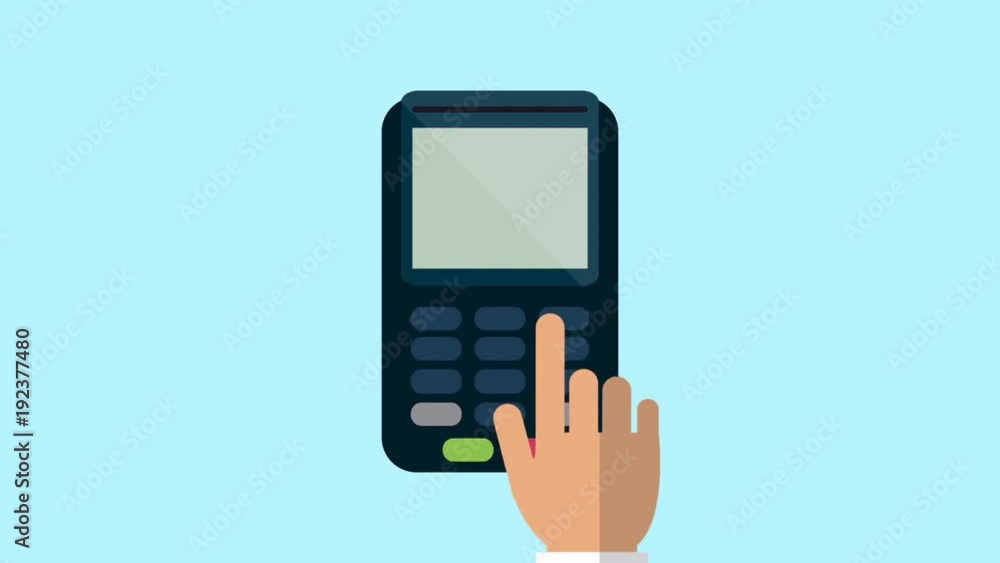 Animation in hd of a pos terminal processing a transaction, business and finance concept Animation in hd of a pos terminal processing a transaction, business and finance concept
