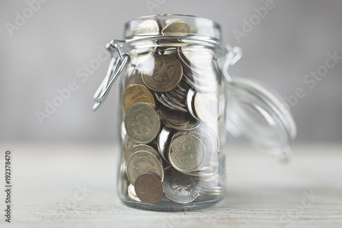 Coins in a glass jar