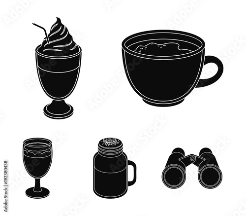 Esprecco, glase, milk shake, bicerin.Different types of coffee set collection icons in black style vector symbol stock illustration web. photo