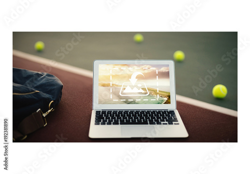 Laptop Mockup with Tennis Balls
