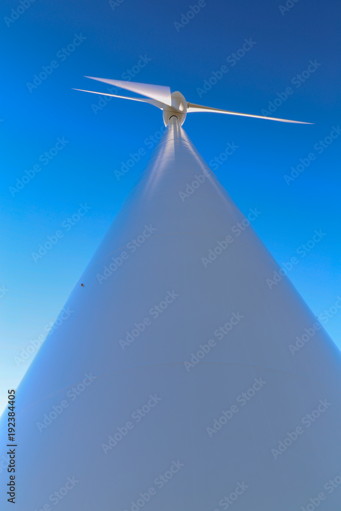 A wind turbine seen from below A wind turbine seen from below