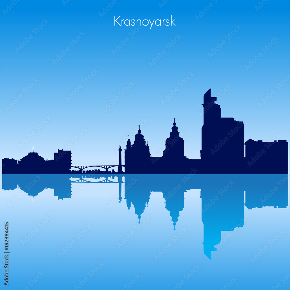 Vector Krasnoyarsk skyline silhouette. Russia