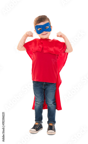 Cute boy in superhero costu...