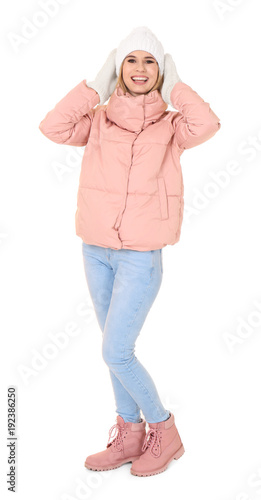 Young woman in warm clothin...