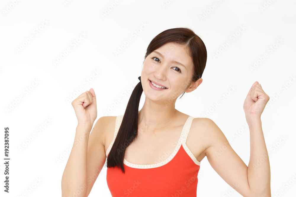 ガッツポーズの女性 ガッツポーズの女性