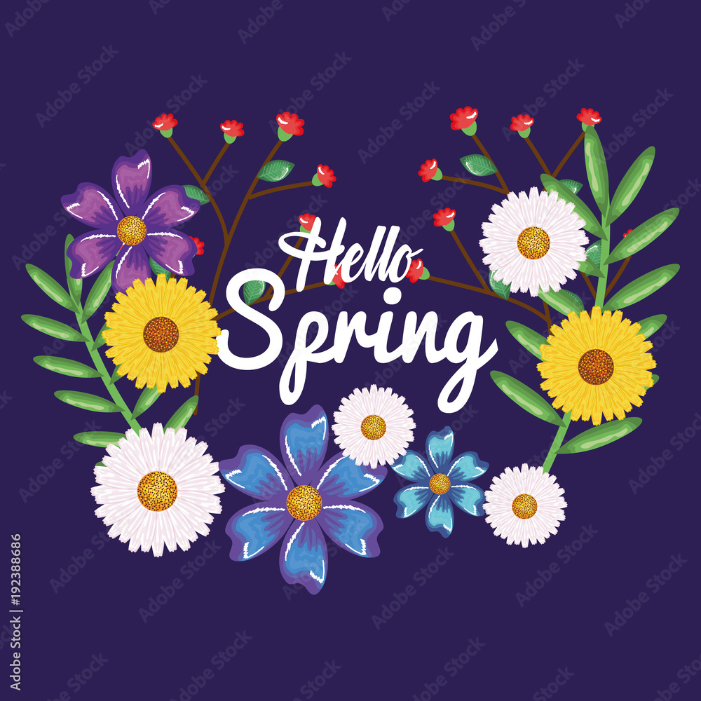 hello spring decorative design vector illustration art