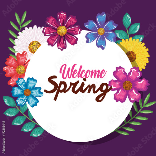 welcome spring decorative art vector illustration design