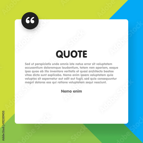 Material design style background and quote rectangle with sample text information vector illustration template
