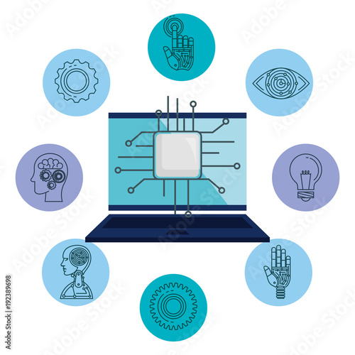 artificial intelligence technology set icons vector illustration design photo