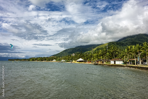 Ilhabela Pereque beach at sunset - Sao Paulo, Brazil - Panorama photo photo