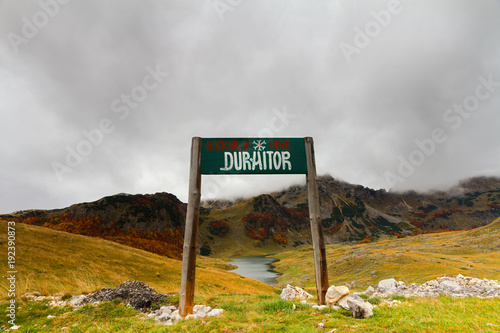 Entrance to the National Nature Park of Durmitor, Montenegro