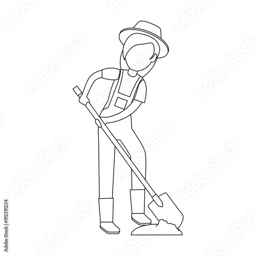 woman gardener with shovel avatar character vector illustration design