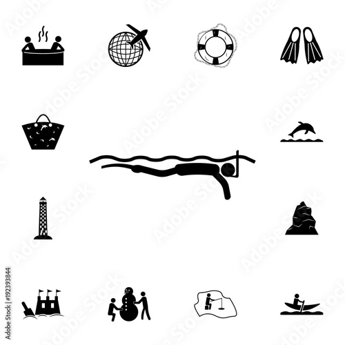 Scuba Diver icon. Set of tourism icons. Signs of collection  simple icons for websites  web design  mobile app  info graphics