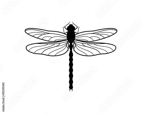 Black Insect Dragonfly Symbol Logo Animal Vector