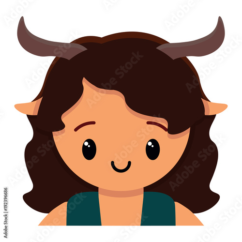 Vector cute female faun colorful isolated