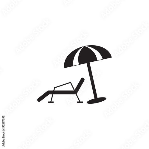 beach chaise longue and umbrella icon. Elements of beach holidays icon. Premium quality graphic design. Signs and symbols icon for websites, web design, mobile app