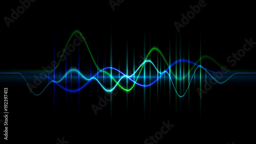 Audio digital equalizer technology, pulse musical.abstract of sound wave , light frequencies or bright equalizer . Neon colorful digital musical bar for technology concept photo