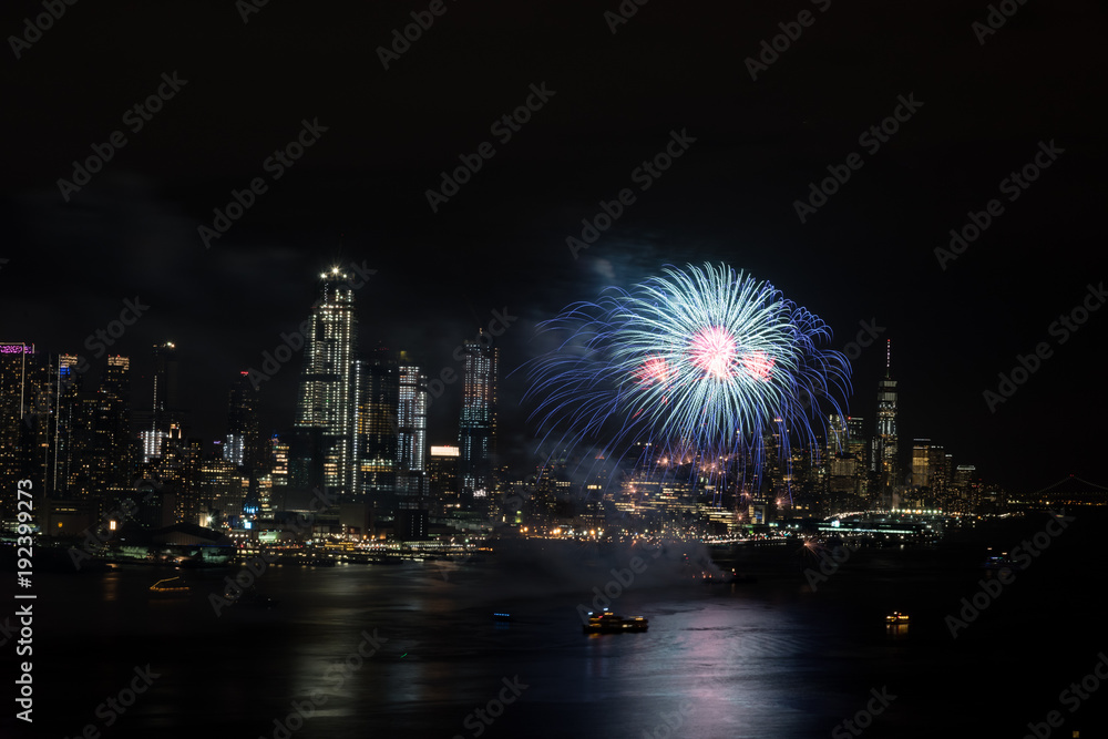 Fireworks on Hudson  River, New York City