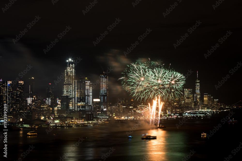 Fireworks on Hudson  River, New York City