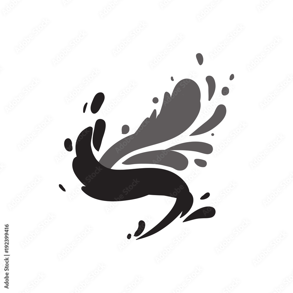 Water wavy splash icon isolated on white background. Abstract water logo, natural nautical emblem vector illustration.